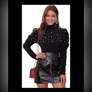 Women's Puff Long Sleeve Stand Collar Keyhole Back Slim Fitted Elegant Blouse